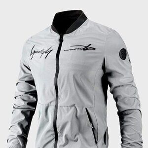 Gray Casual Men's Bomber Jacket